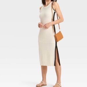 Universal thread cream with black trim Knit Midi Dress size med NWT